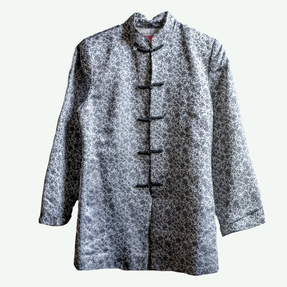 Shanghai Tang 14 L Floral Tang Jacket Silver Gray